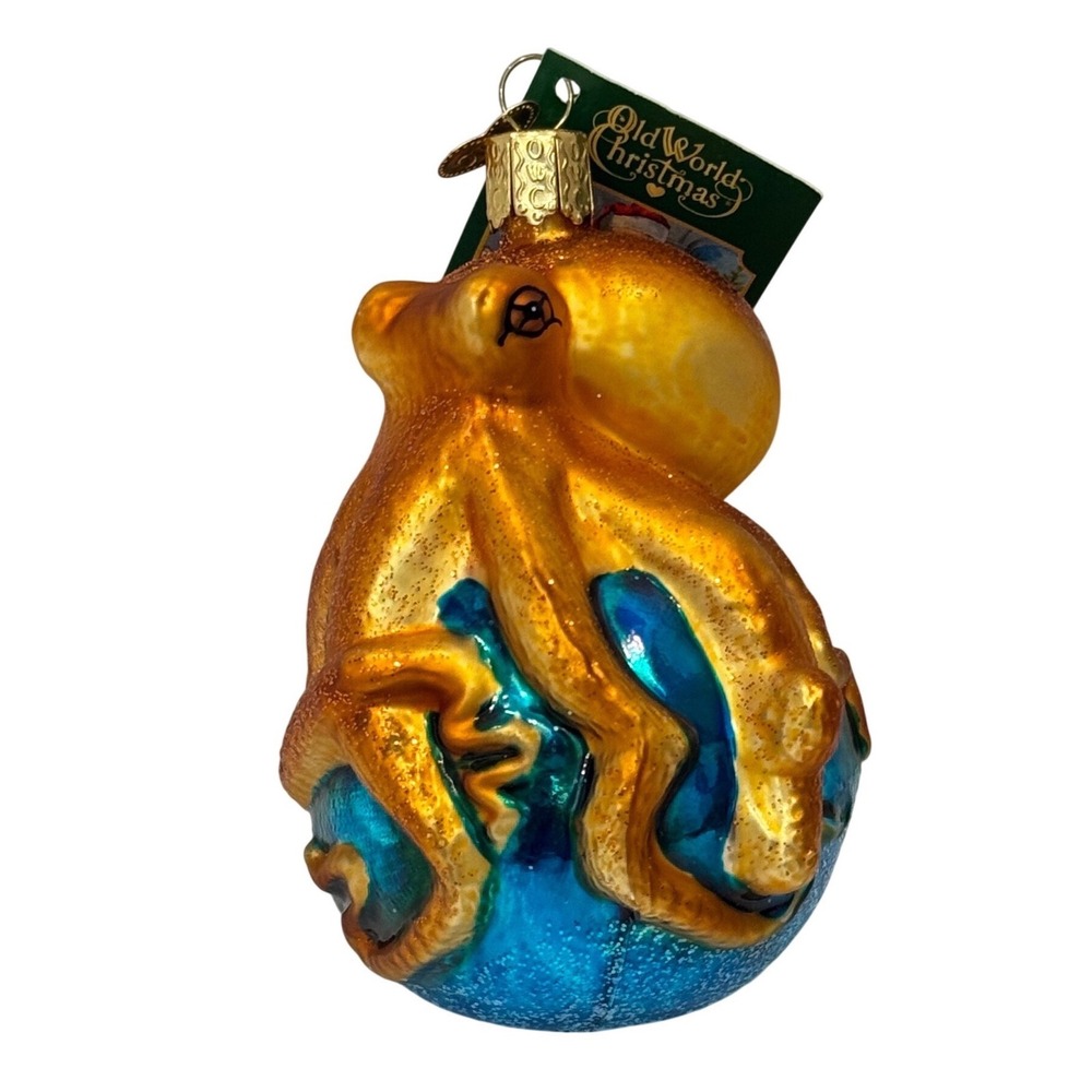 NEW Old World Christmas Octopus Beach Ornament Gold Glass Sea Life 12129